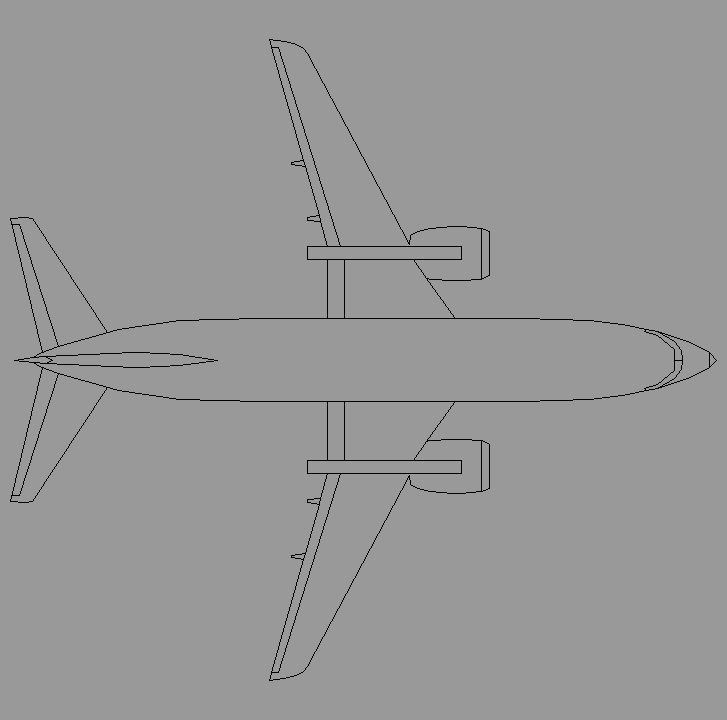Bloque Autocad Vista de Avión Diseño 04 Bibliot. 2D-3D en Planta